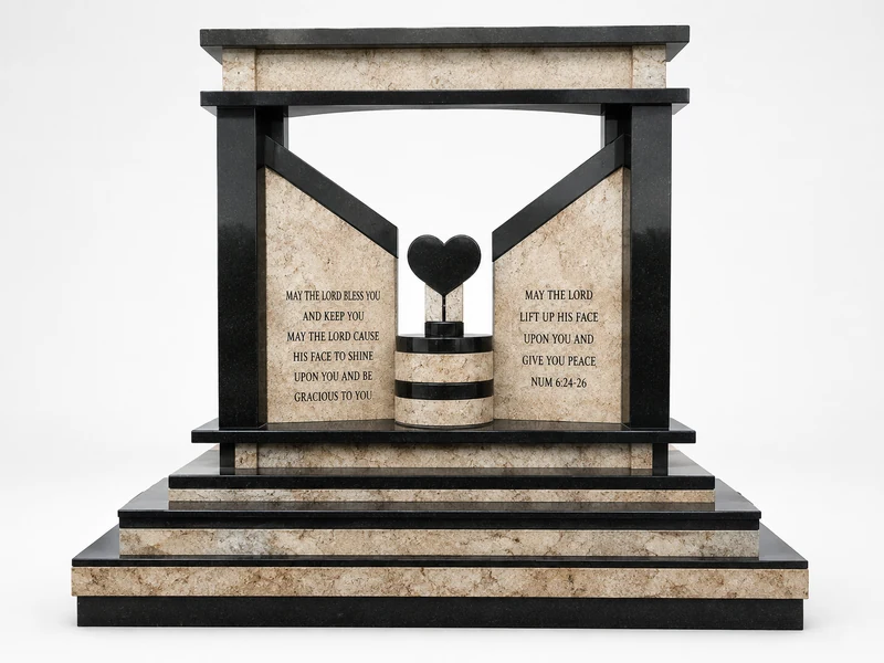 Rustenburg Black and African Ivory granite tombstone from Queen Funeral Holding