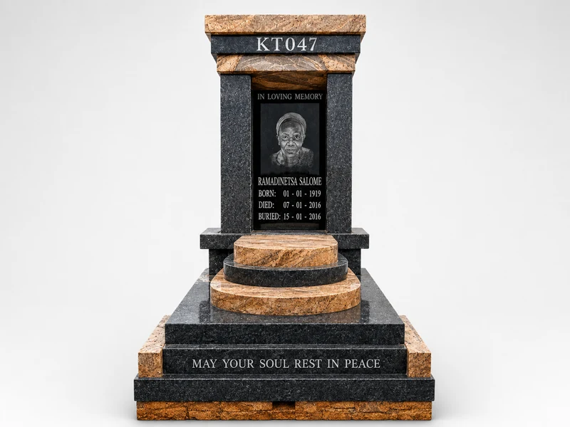 KT047 premium Rustenburg granite tombstone from Queen Funeral Holding