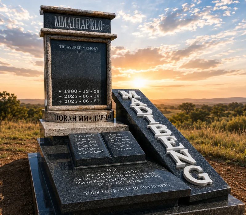 Madibeng granite tombstone from Queen Funeral Holding